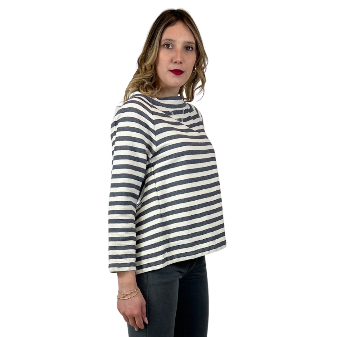 ERIKA CAVALLINI Casacca a righe bianche e blu