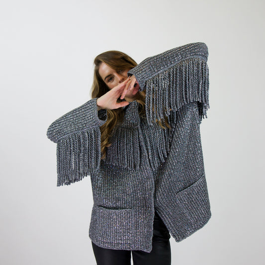 ERMANNO SCERVINO Giacca in maglia fibra metallica