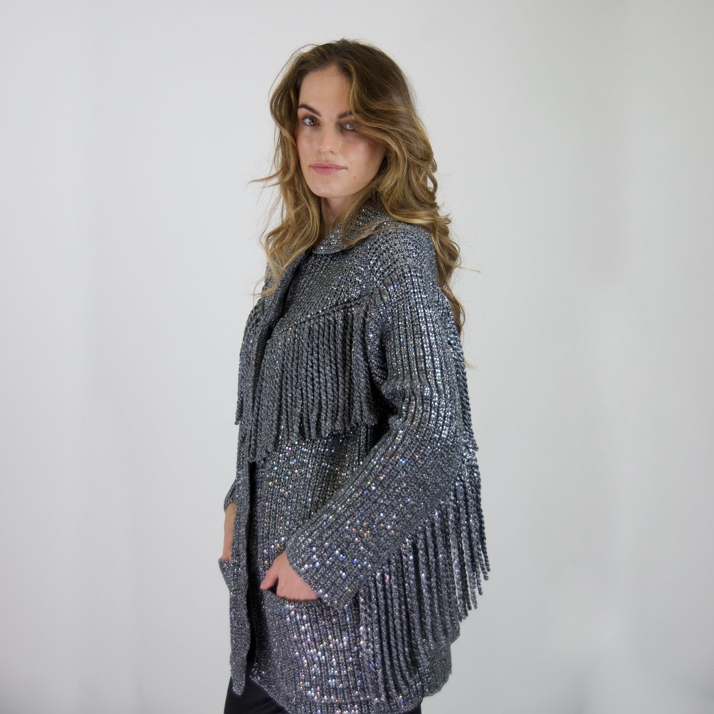 ERMANNO SCERVINO Giacca in maglia fibra metallica