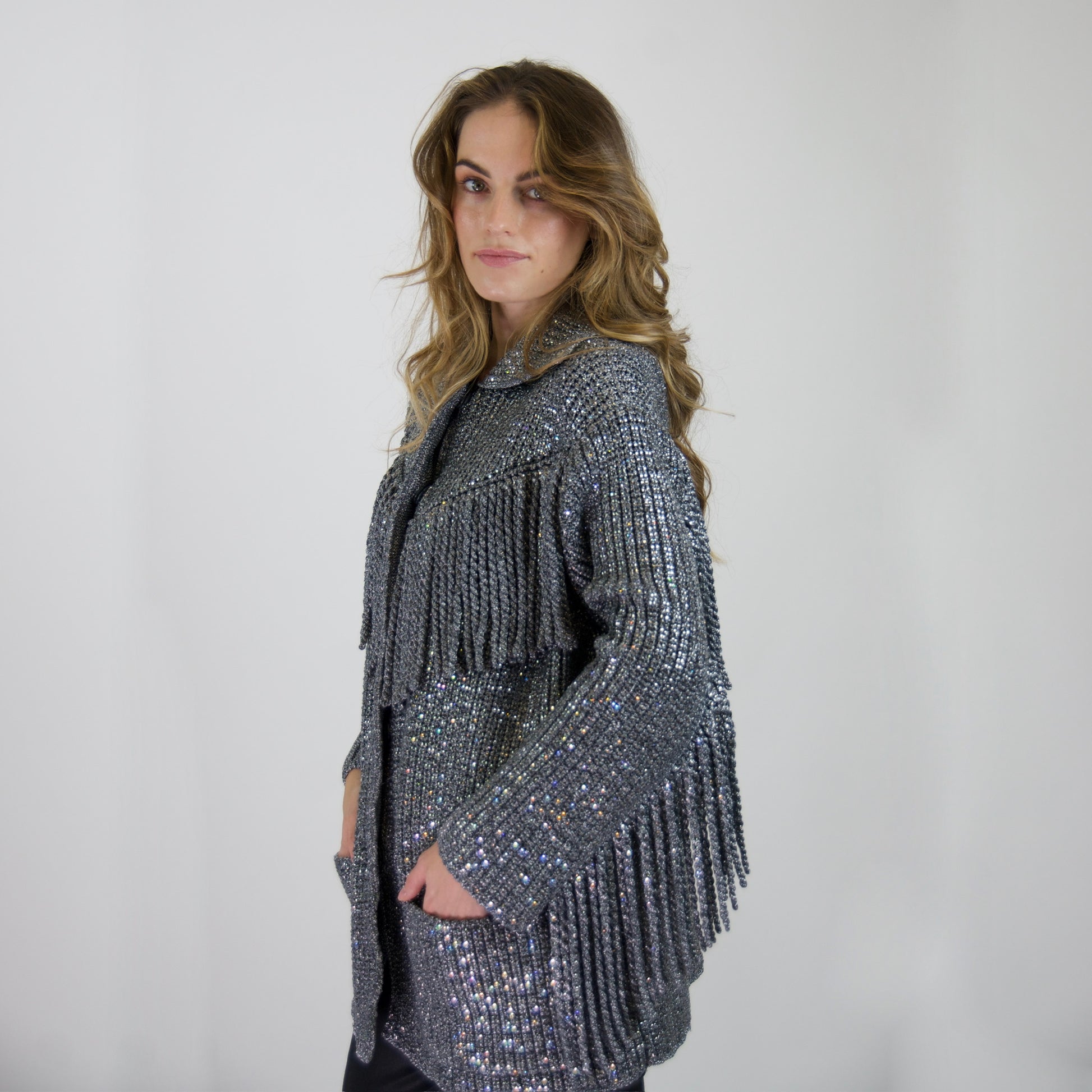 ERMANNO SCERVINO Giacca in maglia fibra metallica