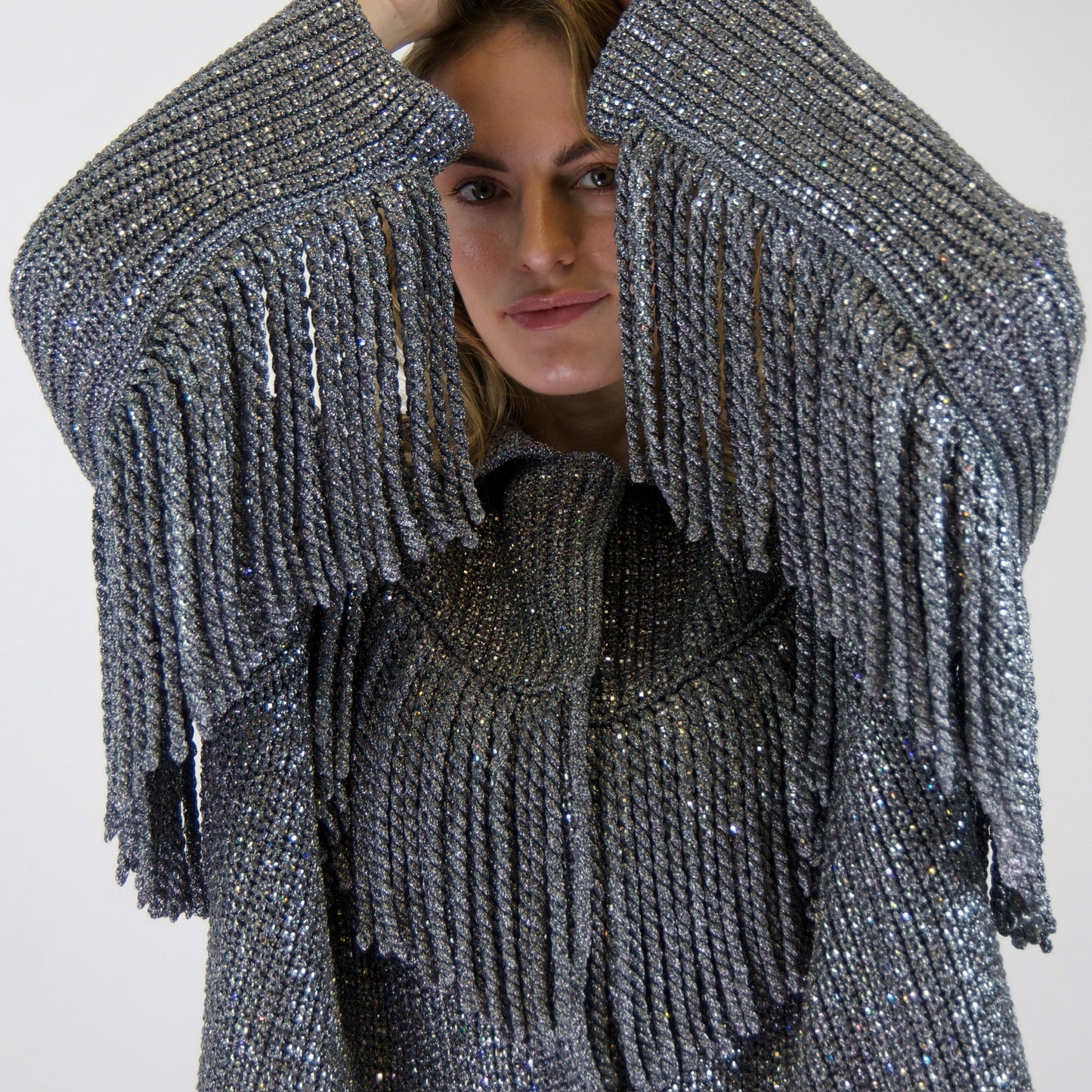 ERMANNO SCERVINO Giacca in maglia fibra metallica