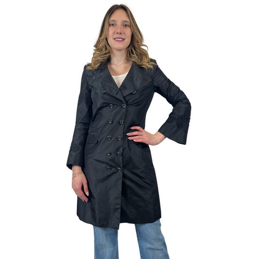 ERMANNO SCERVINO Soprabito in seta nero con ricami 