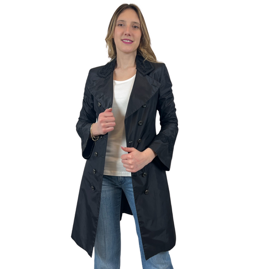 ERMANNO SCERVINO Soprabito in seta nero con ricami 