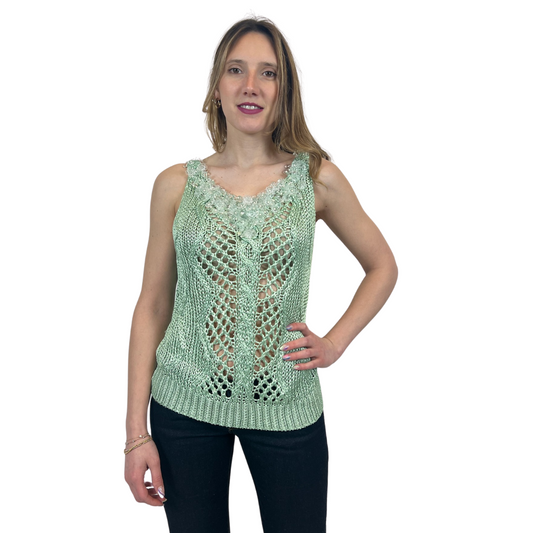 ERMANNO SCERVINO Top in amglia di viscosa verde acqua