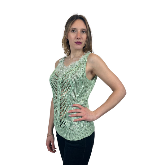 ERMANNO SCERVINO Top in amglia di viscosa verde acqua
