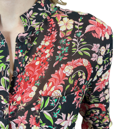 ETRO Camicia fiorata in seta nera