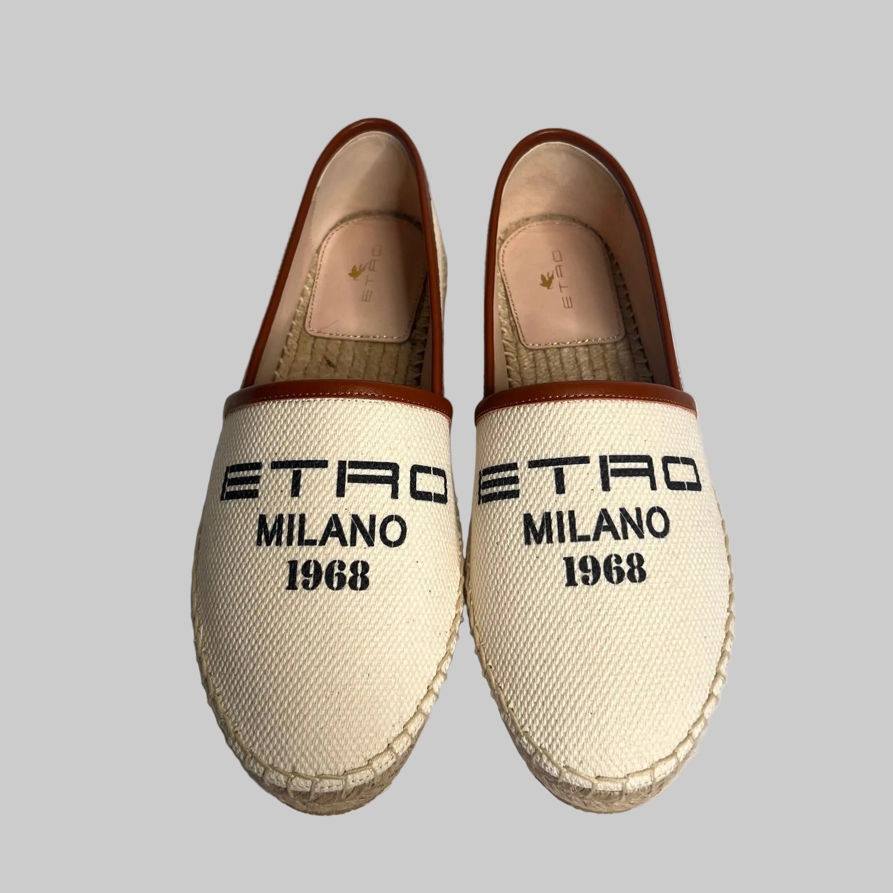 ETRO Espadrillas logati in canvas naturale 