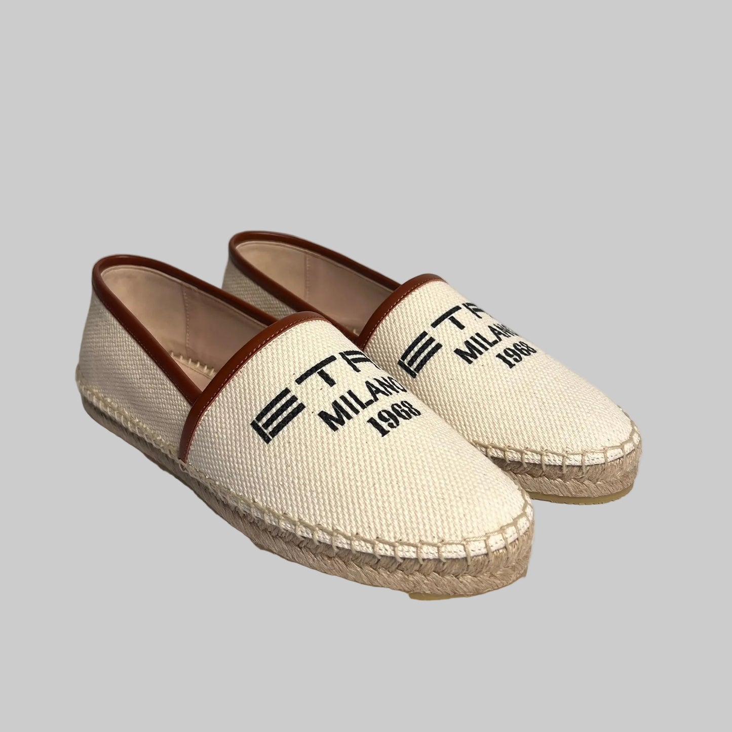 ETRO Espadrillas logati in canvas naturale 