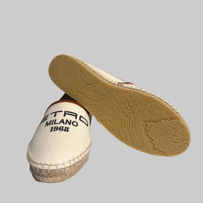ETRO Espadrillas logati in canvas naturale 