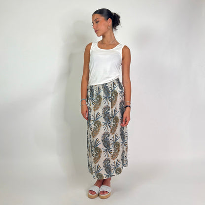 ETRO Gonna lunga in seta fondo chiaro con stampa paisley
