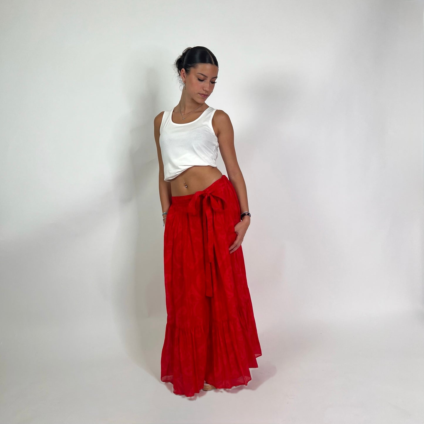 ETRO Gonna lunga rossa con fantasia