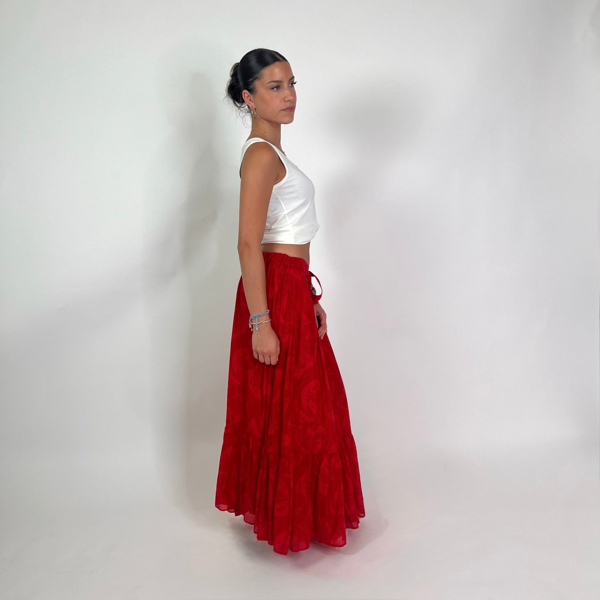 ETRO Gonna lunga rossa con fantasia