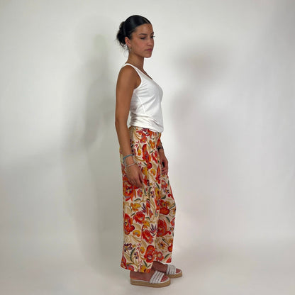 ETRO Pantalone in crepe di seta fondo chiaro stampa fiori