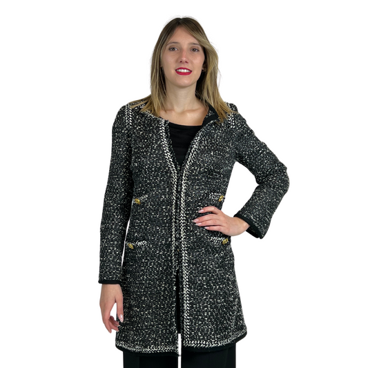 Edward Achour Paris Cappotto bouclè bianco e nero