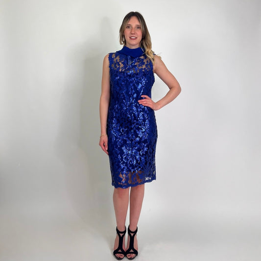 LUISA SPAGNOLI Abito tubino blu con paillettes