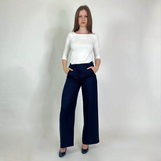 MIAHATAMI Pantaloni tessuto spigato blu