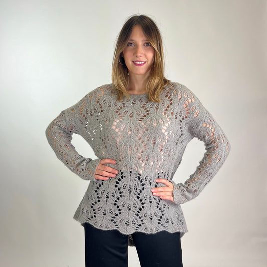 PRINCESS GOES HOLLYWOOD Maglione in cashmere traforato grigio