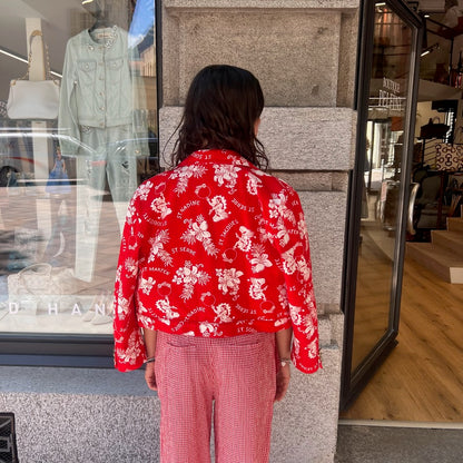 MARELLA Giacca in jeans rossa con stampa bianca