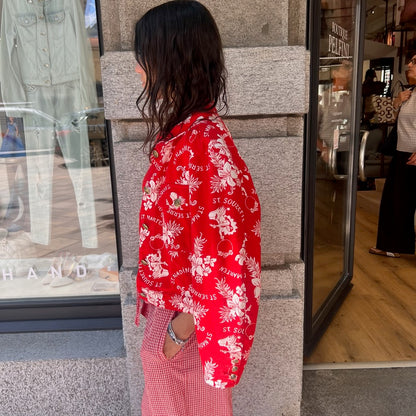 MARELLA Giacca in jeans rossa con stampa bianca