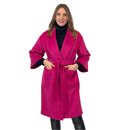 BRERAS Cappotto fucsia con spacchi