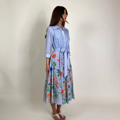 LAVI COUTURE Abito Ninni azzurro con fiori multicolor