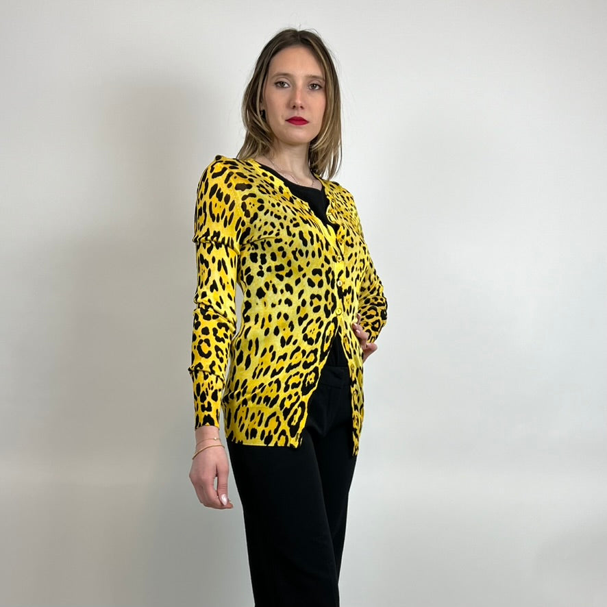 DOLCE & GABBANA Cardigan maculato giallo e nero