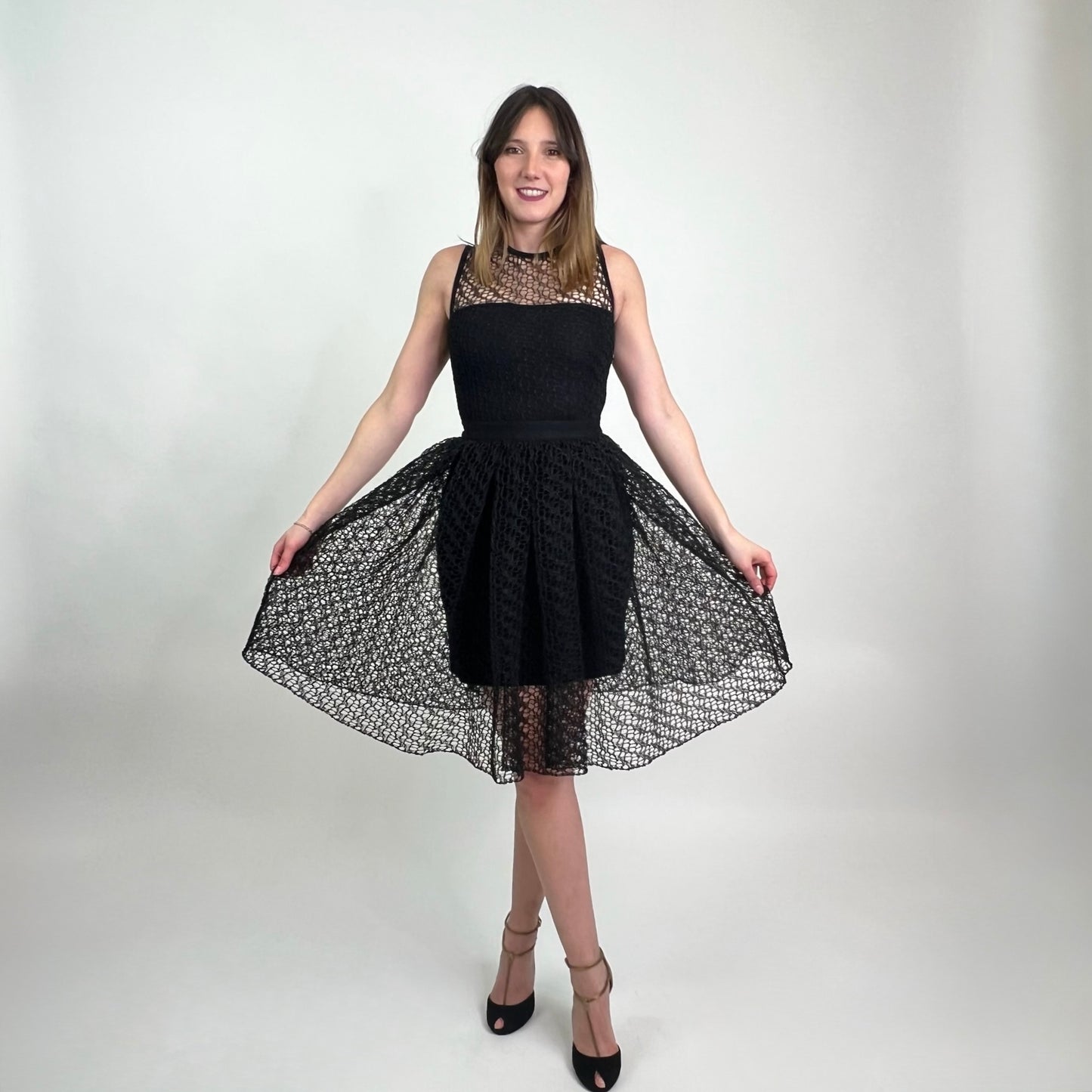 CHRISTIAN DIOR Abito traforato nero