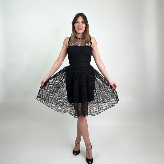 CHRISTIAN DIOR Abito traforato nero