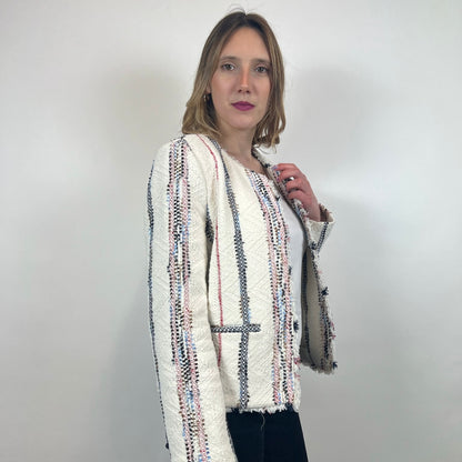 GERARD DAREL Giacca in tessuto tramato bianco panna