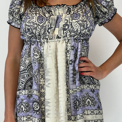 SUI ANNA SUI Abito stile impero glicine e panna