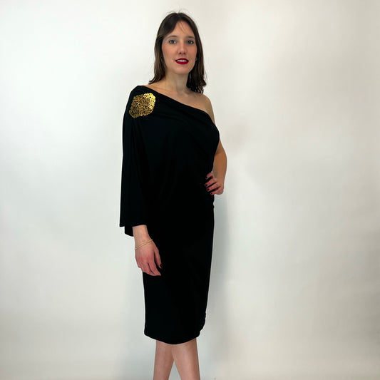 JOSIE NATORI Abito nero dettaglio gioiello