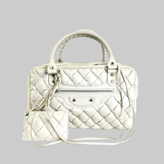 BALENCIAGA Borsa matelassè Puffy Touch bianco gesso
