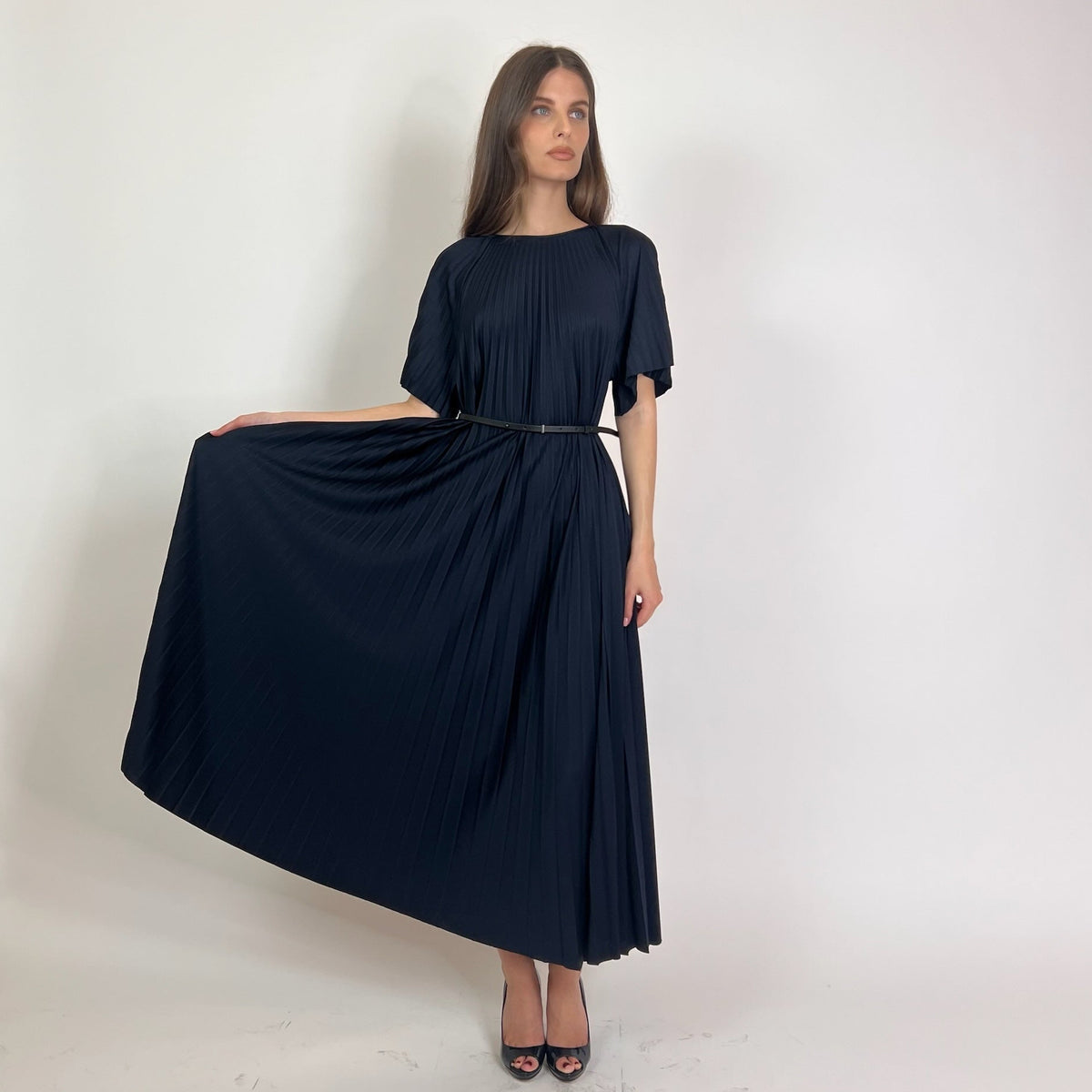 FABIANA FILIPPI Abito Lungo plissettato blu navy