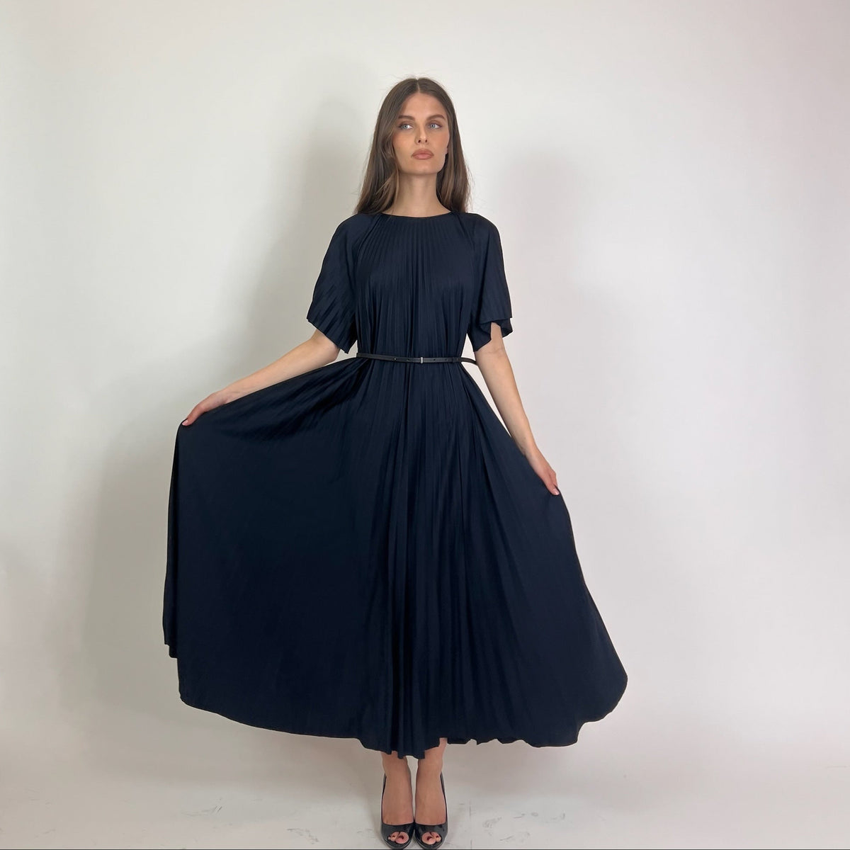 FABIANA FILIPPI Abito Lungo plissettato blu navy