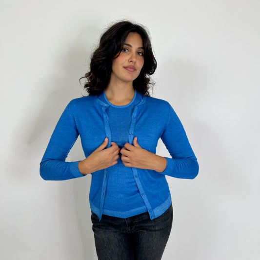 FALCONERI Twin set in cashmere ultrafine blu cielo