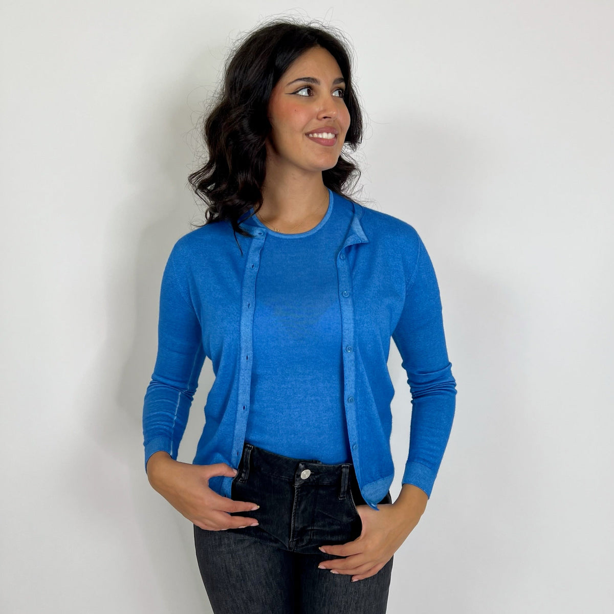 FALCONERI Twin set in cashmere ultrafine blu cielo