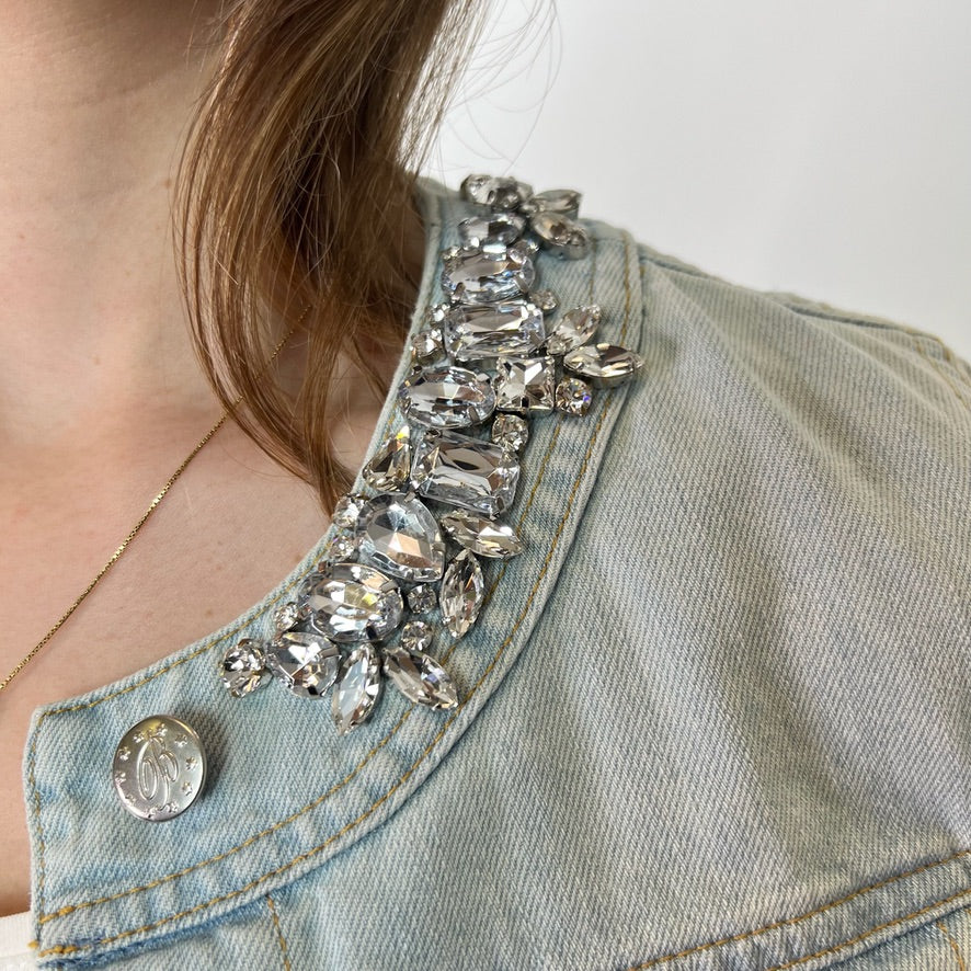 BLUMARINE Giacca in jeans chiara con pietre