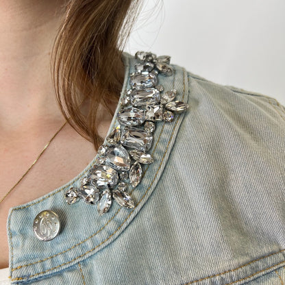 BLUMARINE Giacca in jeans chiara con pietre