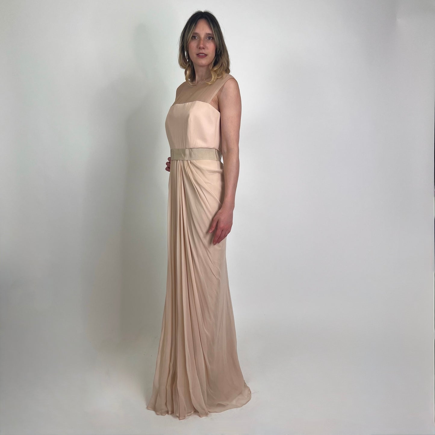 MAX MARA Abito lungo cipria in voile di seta