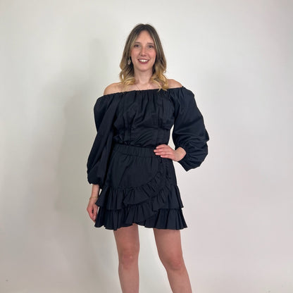FEDERICA TOSI Completo nero casacca e gonna 
