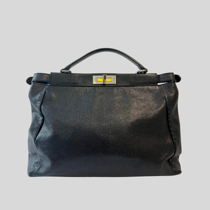 FENDI Borsa Peekaboo grande in pelle nera