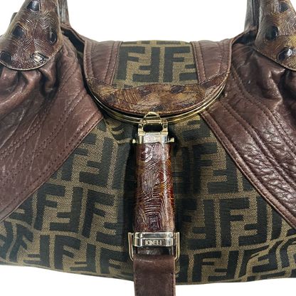FENDI Borsa Spy bag in pelle e tessuto zucca