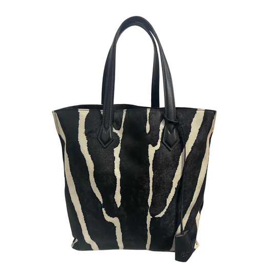 FENDI Borsa in nylon zebrata bianca e nera