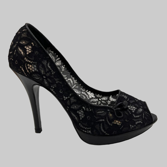 FENDI Scarpa décolleté pizzo nero