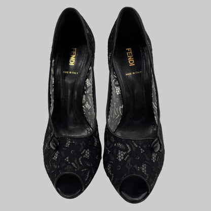 FENDI Scarpa décolleté pizzo nero