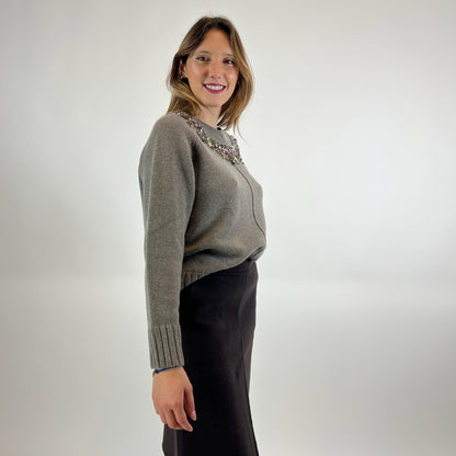 FFC Maglione in lana e cashmere con dettagli gioiello