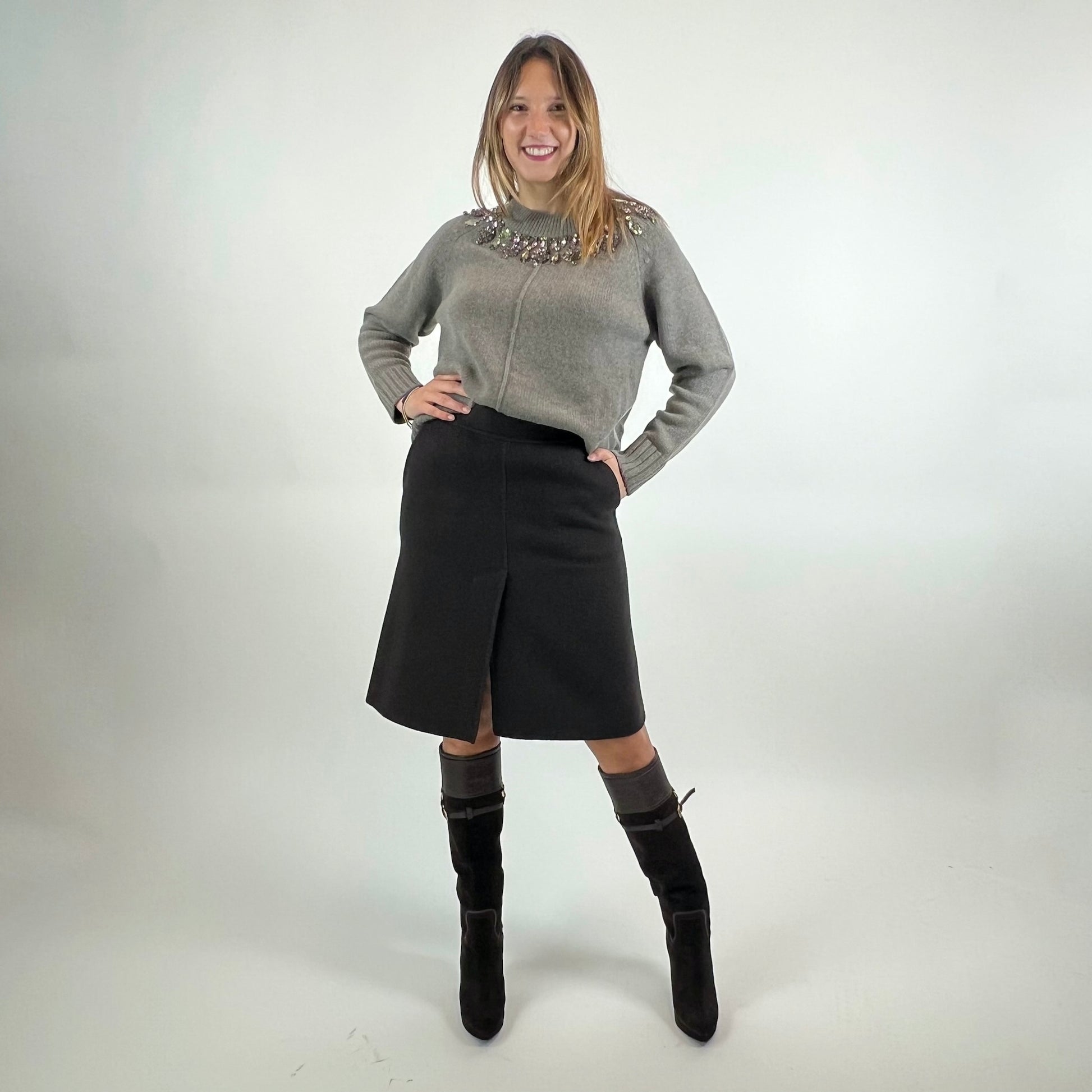 FFC Maglione in lana e cashmere con dettagli gioiello