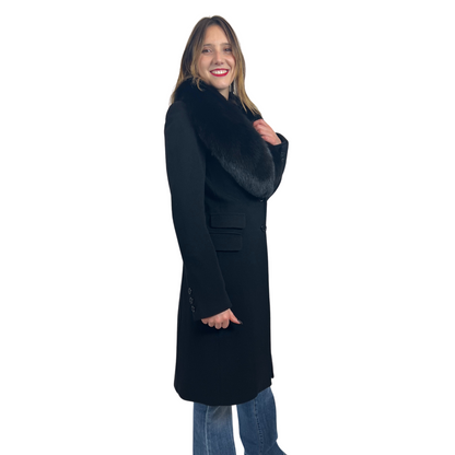 FLAVIO CASTELLANI Cappotto nero con collo staccabile