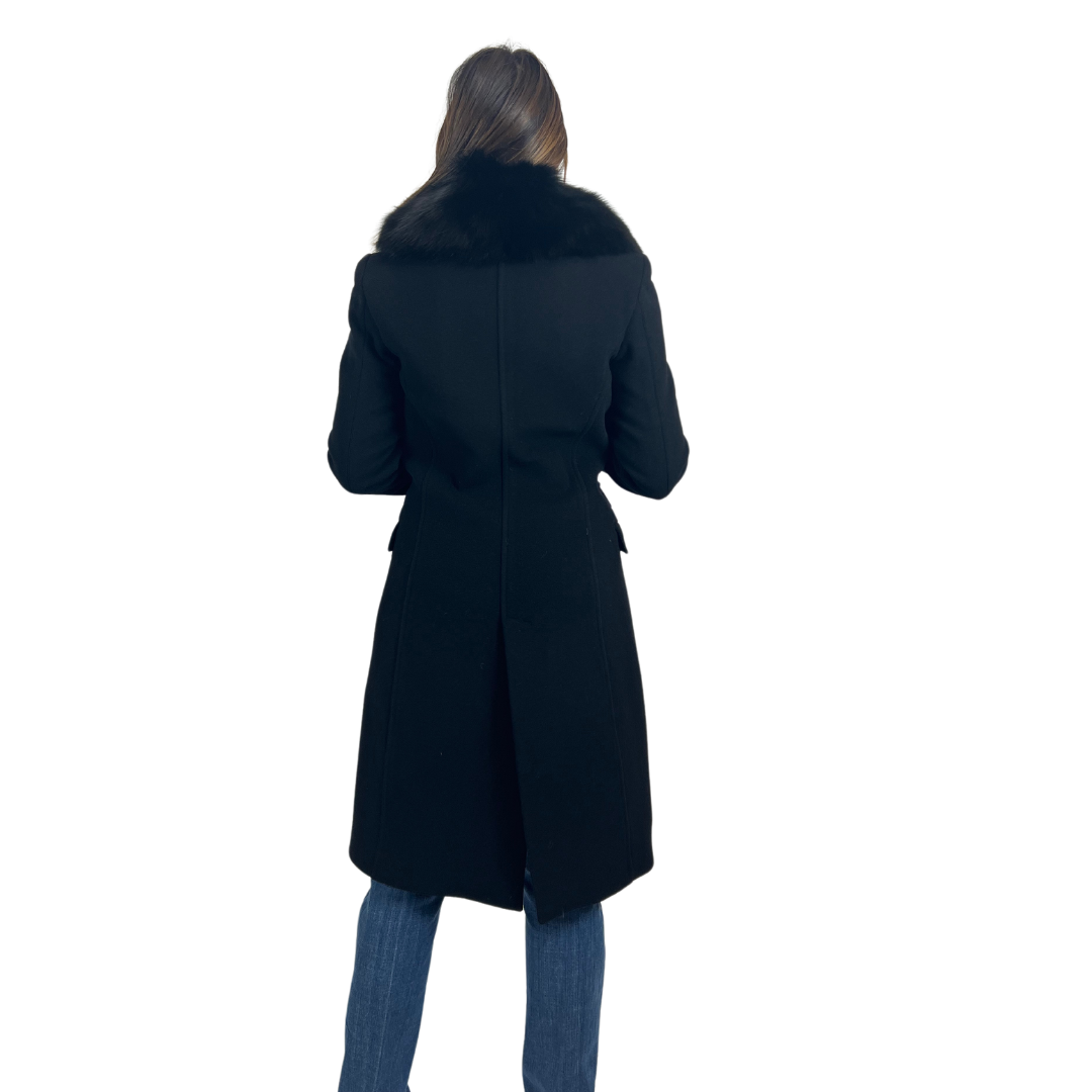 FLAVIO CASTELLANI Cappotto nero con collo staccabile