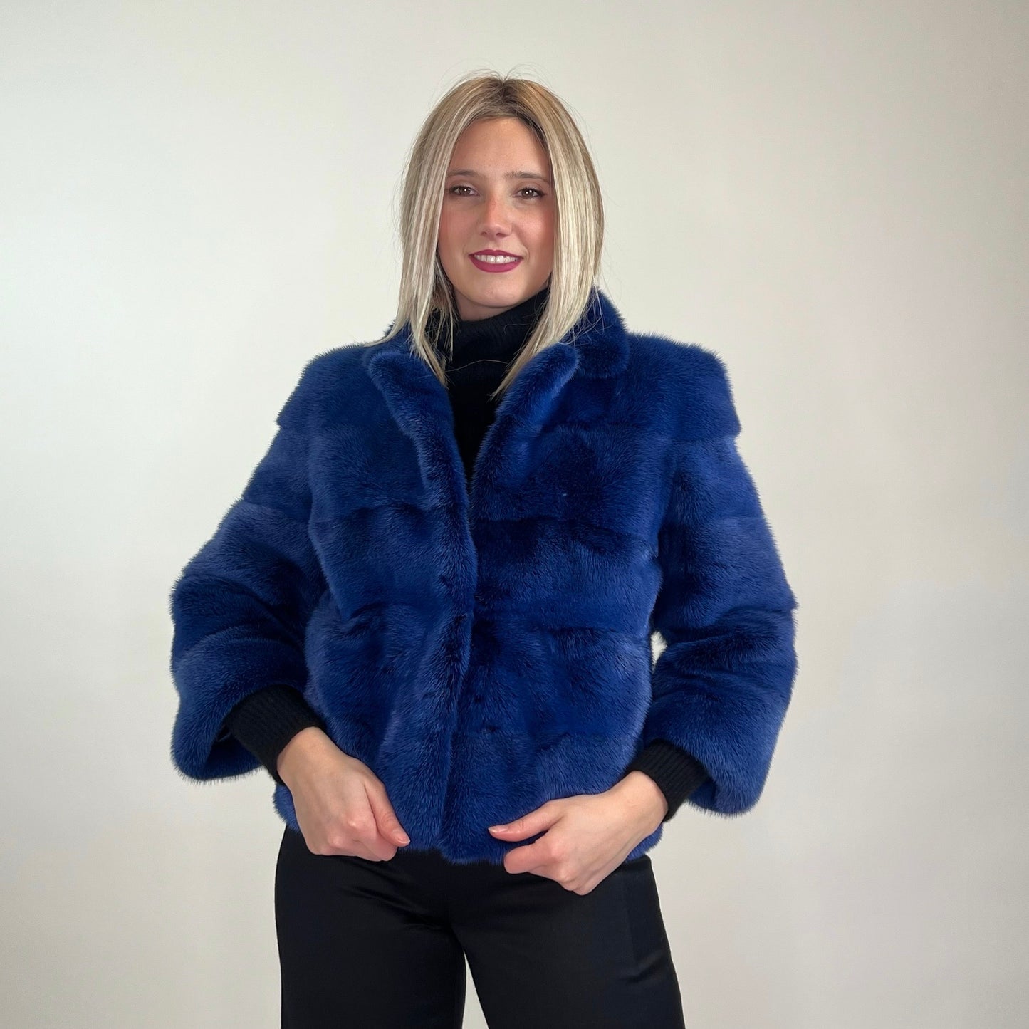 FLAVIO CASTELLANI Pelliccia corta in visone  bluette